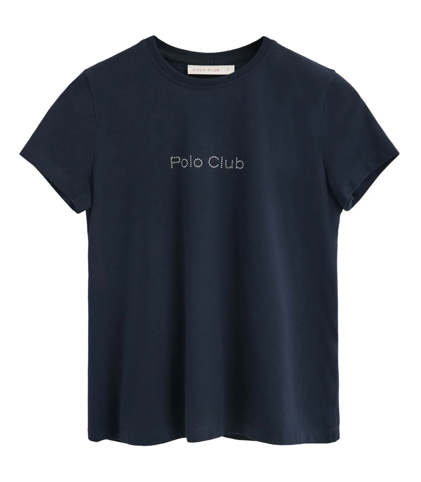 Marineblauw T-shirt met korte mouwen en glinsterend Polo Club-detail