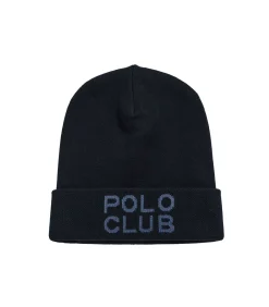 Marineblauwe beanie "Verth" met Polo Club-logo in jacquard