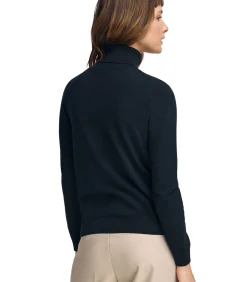 Marineblauwe coltrui van wolmix met geborduurd Rigby Go-logo