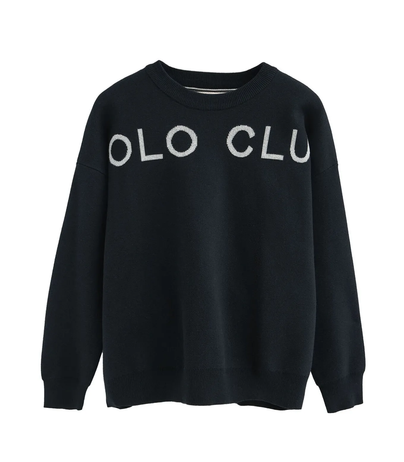 Marineblauwe gebreide trui met Polo Club-logo in contrasterende kleur