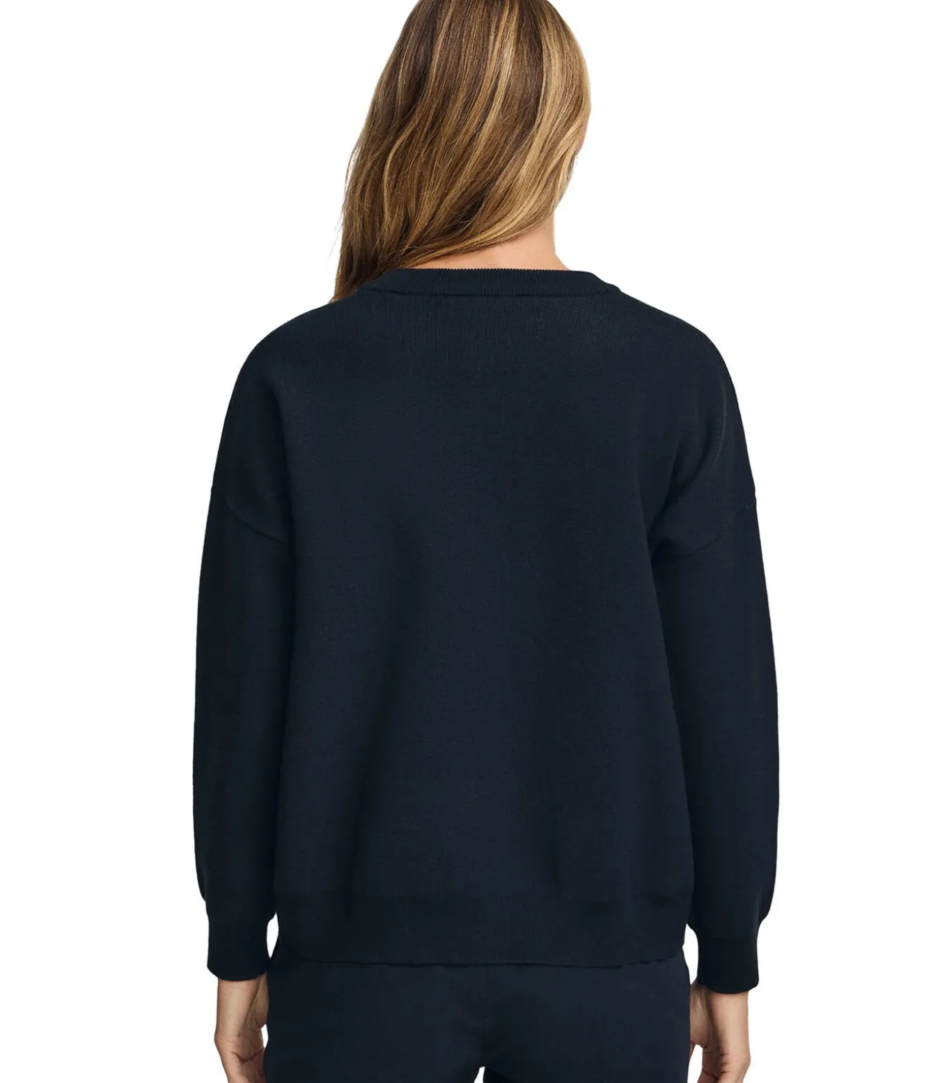 Marineblauwe gebreide trui met Polo Club-logo in contrasterende kleur