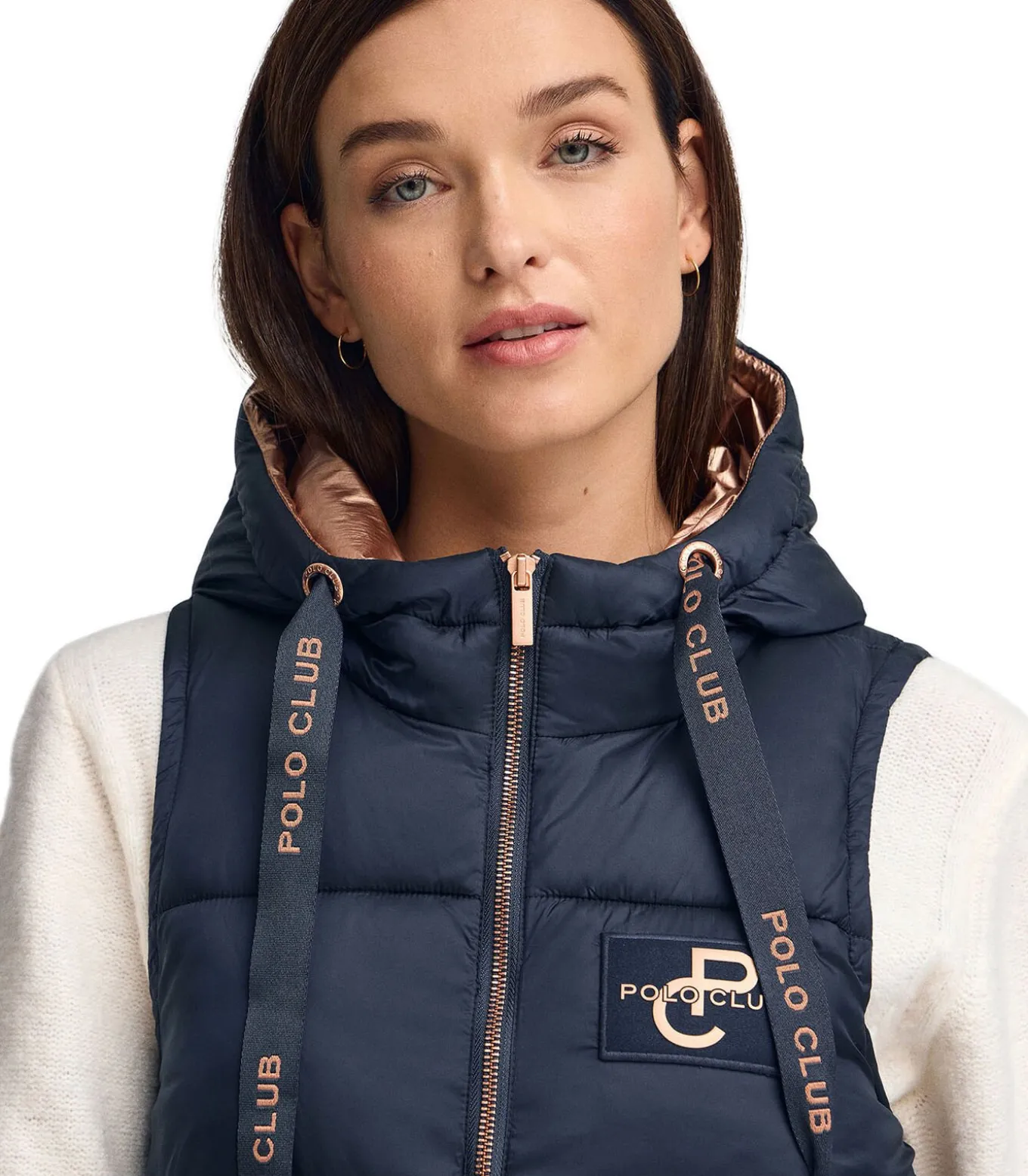 Marineblauwe gewatteerde bodywarmer met Polo Club-logo
