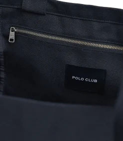 Marineblauwe shopper bag Sloane met Polo Club-opdruk Established 2012