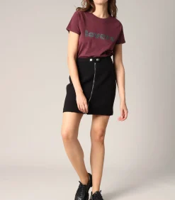 MARVA - Gestructureerde gebreide minirok met ritssluiting, elegante rechte snit