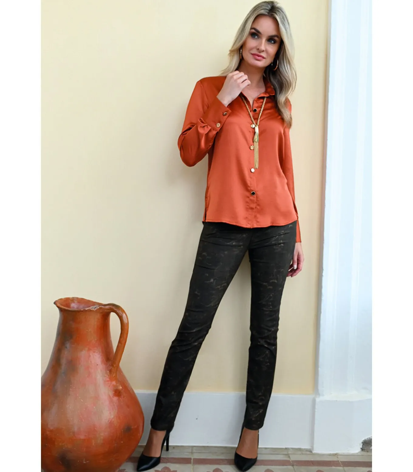 MARY Chemise chic satijn terracotta