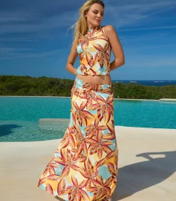 Maxi rok Palm - Caribbean Sunrise