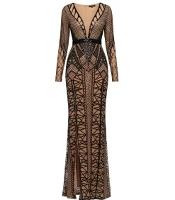 Maxi-jurk “Geometric Sequin Plunge Maxi”