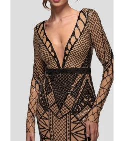 Maxi-jurk “Geometric Sequin Plunge Maxi”