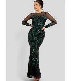 Maxi-jurk “Long Sleeve Sequin Flame Maxi”