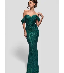 Maxi-jurk “Off The Shoulder Sequin Wing Maxi”