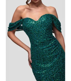 Maxi-jurk “Off The Shoulder Sequin Wing Maxi”