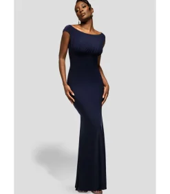 Maxi-jurk “Open Back Cowl Neck Gathered Maxi Dress With Velvet Tie Back”