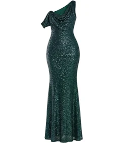 Maxi-jurk “Sequin Cowl One Shoulder Maxi Dress”