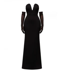 Maxi-jurk “Strapless Super Plunge Diamante Neck Maxi Dress”