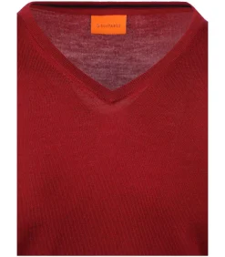 Merino Pullover V-Hals Donkerrood
