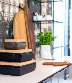 Met deksel en kurk - Ovenschotel 20x13,5x8,5cm - Zwart