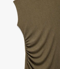 Midi-jurk Asymmetrisch Mouwloos Plissé Groen