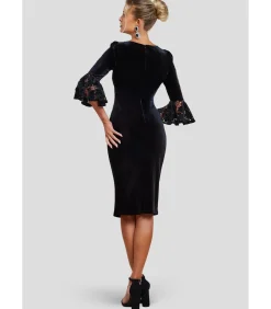 Midi-jurk “Crochet Velvet Wrap Midi Dress”