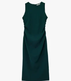 Midi-jurk Drapeerdetails Kreeftstof Mouwloos