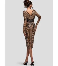 Midi-jurk “Geometric Sequin Plunge Midi”