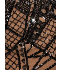 Midi-jurk “Geometric Sequin Plunge Midi”