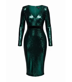Midi-jurk “Liquid Sequin Midi With Corsage”