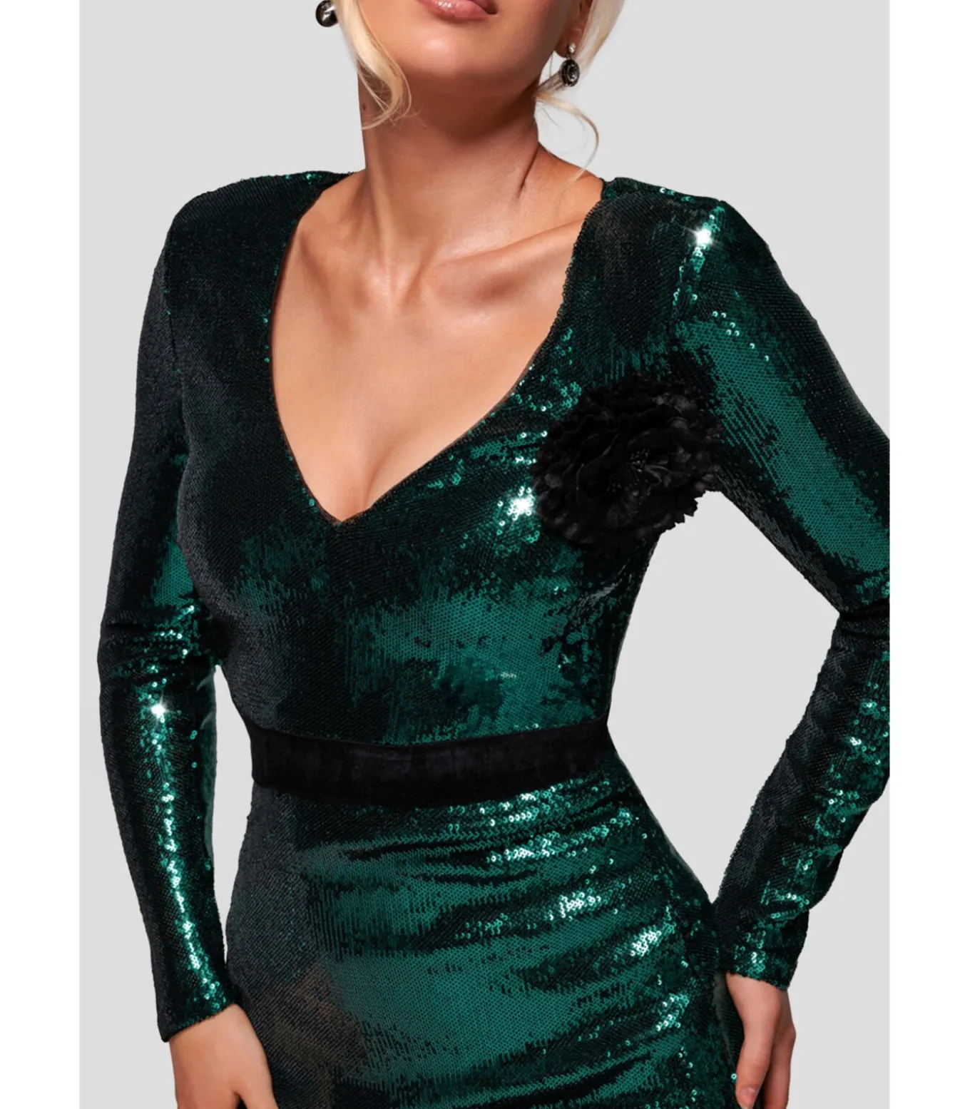 Midi-jurk “Liquid Sequin Midi With Corsage”