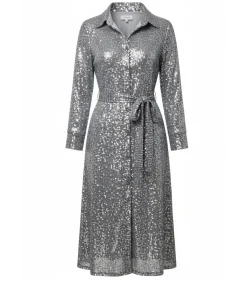 Midi-jurk “Sequin Skater Shirt Dress”