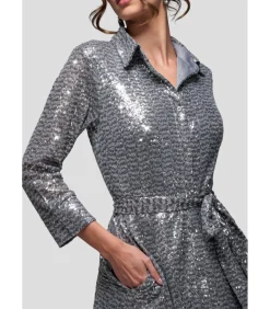 Midi-jurk “Sequin Skater Shirt Dress”