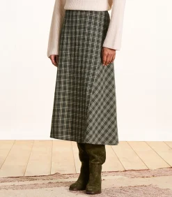 Midirok met kaki ruitjes