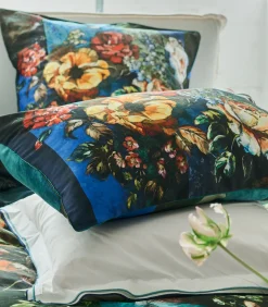 Minakari Cobalt - Kussensloop in katoen satijn met print