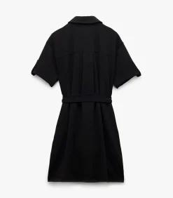 Mini-jurk Polo Kraag Korte Mouwen Zwarte Knoopsluiting