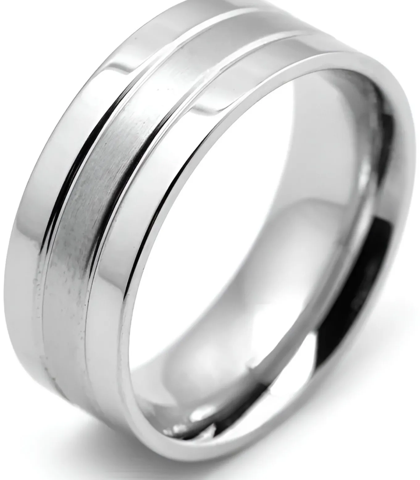 Minimalistische Heren Ring met Dubbele Streep - Staal