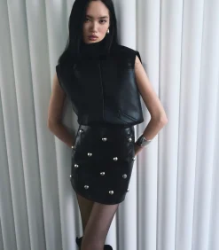 Mini-rok Kunstleer Studs