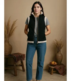 Mouwloos damesjack met fleece binnenkant