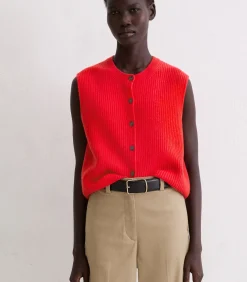 Mouwloos gebreid gilet slim