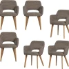 Murat Eetkamerstoelen Houten Naturel Poot - Taupe - Set van 6