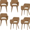 Murat Eetkamerstoelen Houten Naturel Poot - Geel - Set van 6