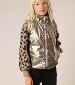 NARA - Omkeerbaar mouwloos vest met imitatiebont en metallic voorkant