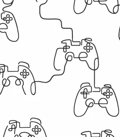 Next - Vliesbehang - Gamer Doodle Black & White - 1000x52