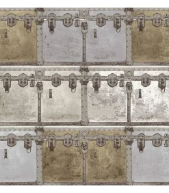 Noordwand Behang Friends & Coffee Boxes and Locks metallic en grijs