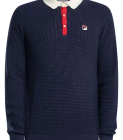 Nowell Wafelgebreid Poloshirt Met Lange Mouwen