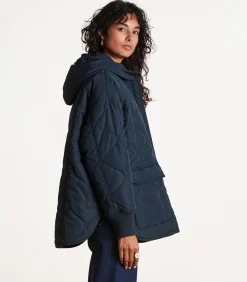 Omkeerbaar blauw donsjack met afneembare capuchon