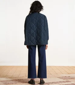 Omkeerbaar blauw donsjack met afneembare capuchon