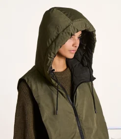 Omkeerbare capuchon zwart en kaki