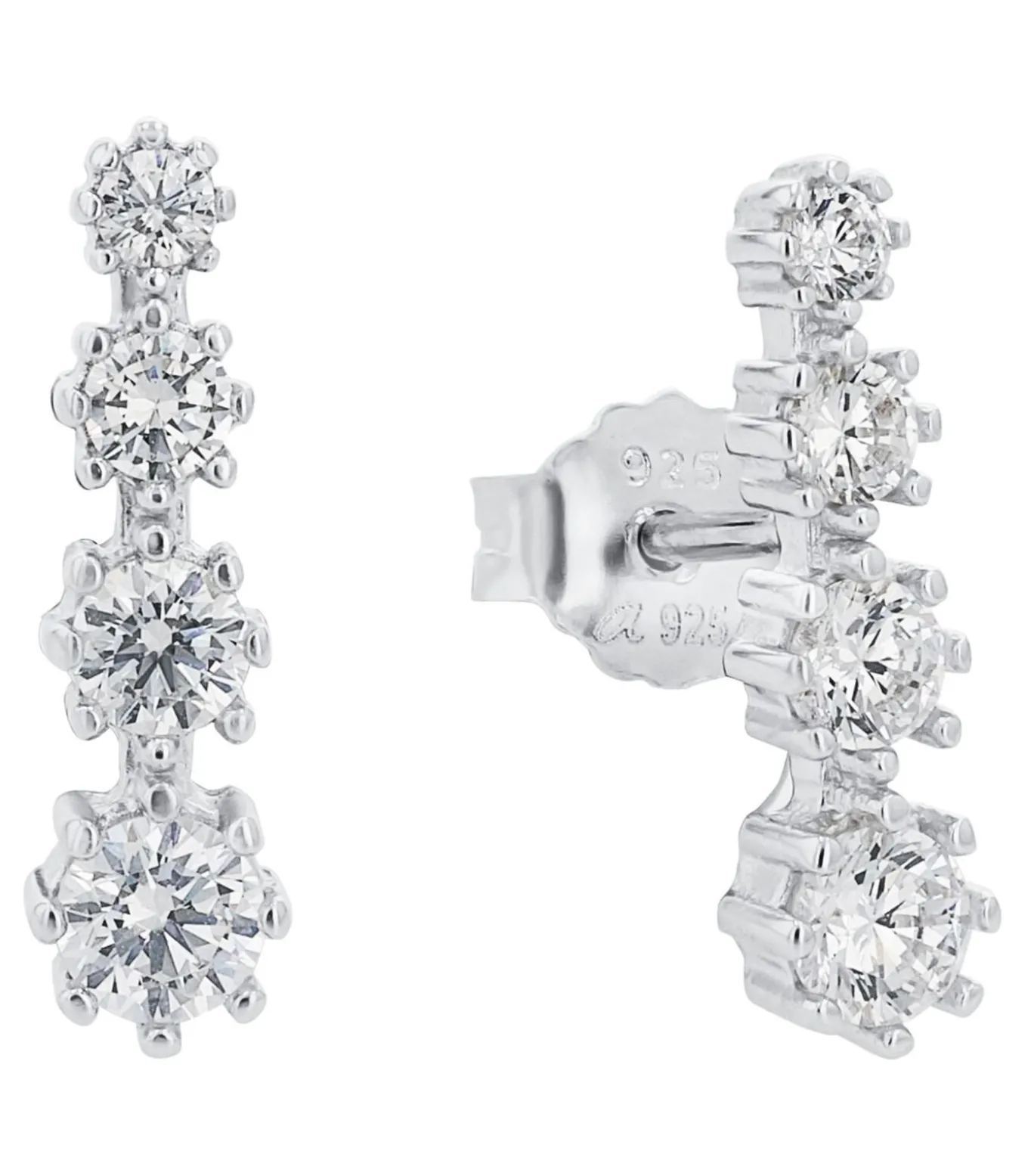 Oorbellen voor dames, 925 Sterling zilver, zirkonia synth.