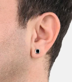 Oorbellen voor mannen, roestvrij staal, agaat