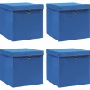 Opbergboxen met deksel 4 st 32x32x32 cm stof blauw
