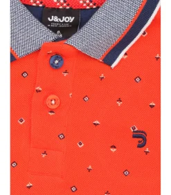 Oranje jongens poloshirt met micro bergpatroon met reflectie