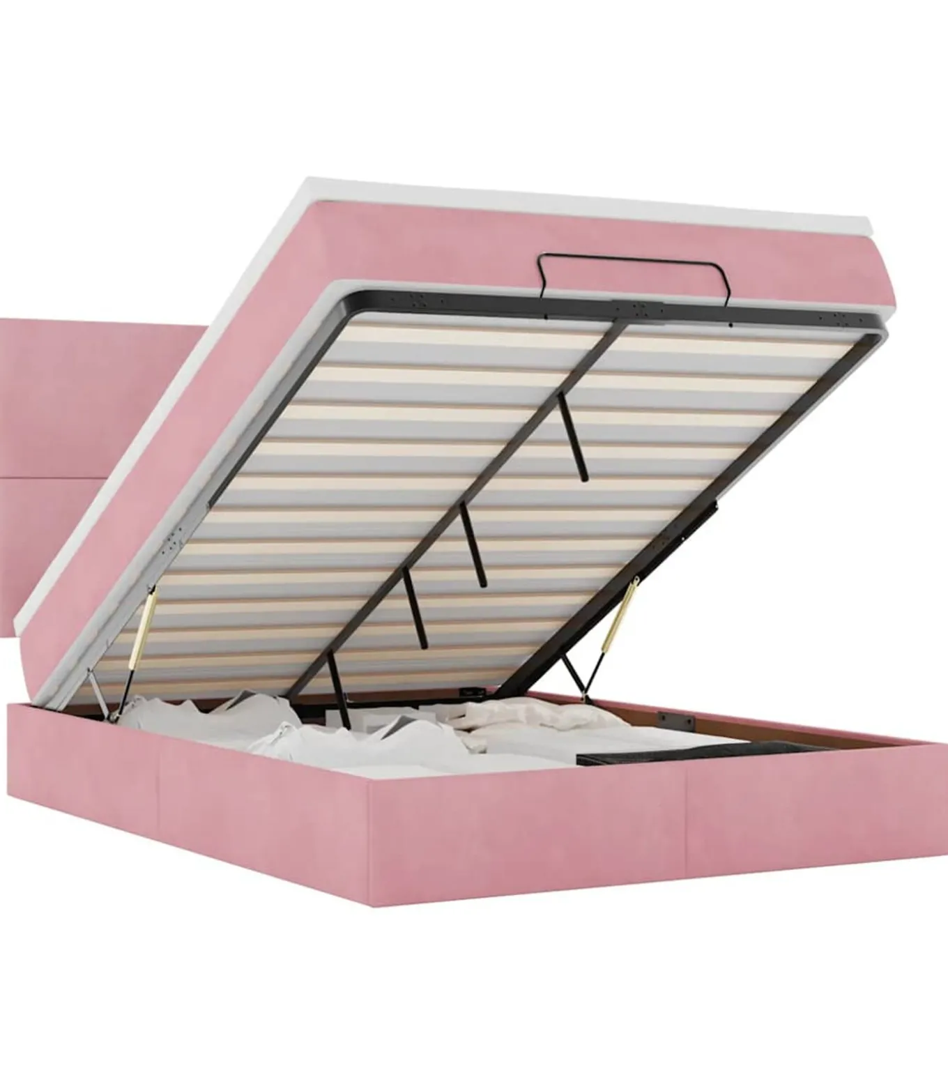 Ottoman bed met matrassen en LED's 140x200cm fluweel roze